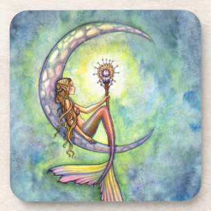 Porta-copo Mermaid Moon Watercolor Sereid Molly Harrison Art