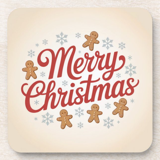 Porta-copo  Merry Christmas Gingerbread Men Snowflakes Coaste (Frente)