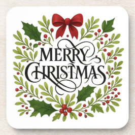 Porta-copo Merry Christmas Wreath Coasters Set