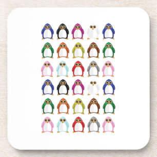 Porta-copo Mesa Colorida com Padrão de Pinguim Fofo Kawaii Di