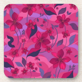 Porta-copo Metallic Flowers Plastic Coaster Set