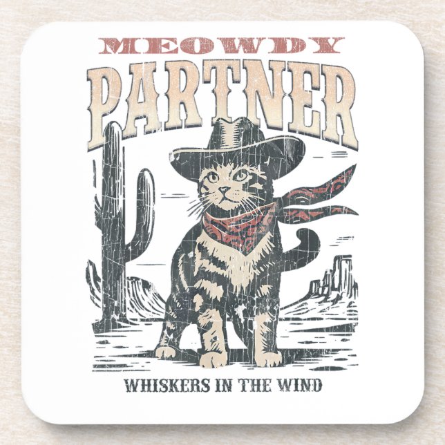 Porta-copo Miau Parceiro Cowboy Gato  (Frente)