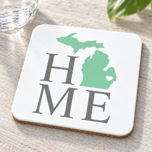 Porta-copo Michigan Casa Verde Hortelã Personalizado Coração 