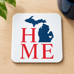 Porta-copo Michigan Home Red White Blue Custom City Heart