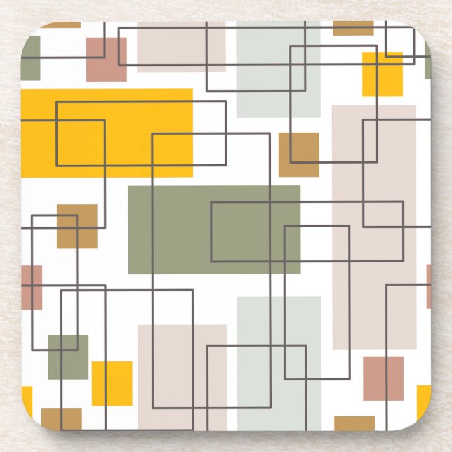 Porta-copo Mid-Century Retro Geometric Abstract Coaster (Frente)