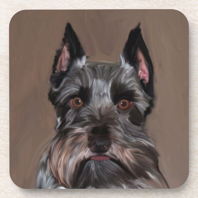 Porta-copo Miniatura Schnauzer — Pintura De Cor De Água (Frente)