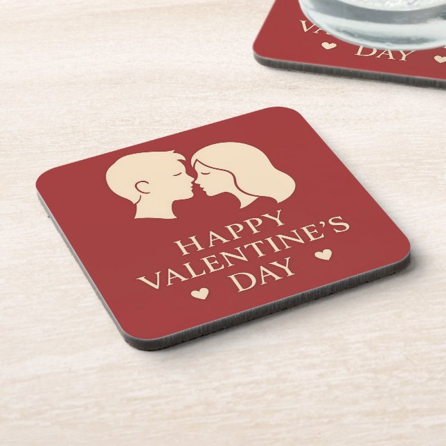 Porta-copo Minimal Couple Silhouette Romantic Valentine Heart (Left Side)