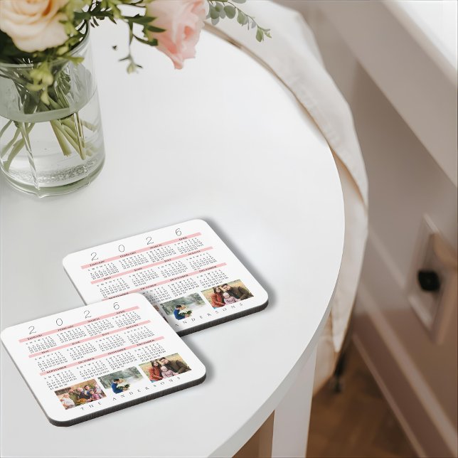 Porta-copo Minimalist Photo Yearly 2026 Calendar Keepsake  (Minimalist Photo Yearly 2026 Calendar Keepsake Beverage Coaster)
