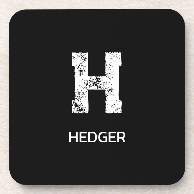 PORTA-COPO MINIMALIST WHITE ONE LETTER MONOGRAM NAME BLACK (Frente)