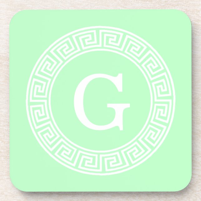 Porta-copo Mint White Grego - Chave Rnd Frame Inicial Monogra (Frente)