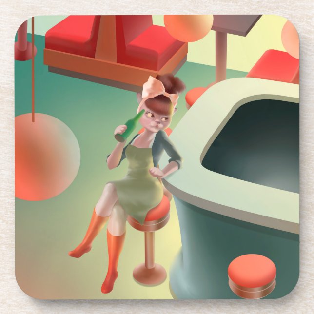 Porta-copo Miss Meow - Bar Noturno (Frente)