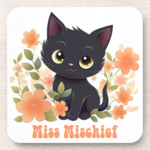 Miss Mishead Black Kitten Kawaii Chibi