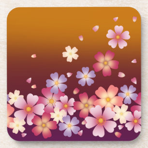 Porta-copo Mistura Sakura Blossoms Kimono Style Borgonha e Do