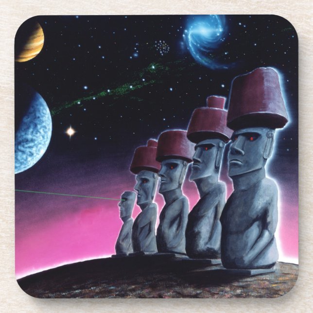 Porta-copo Moai no Pequeno Planeta (Frente)