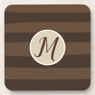 Porta-copo Mocha Brown Whimsical Funky Stripes Chic Moderno