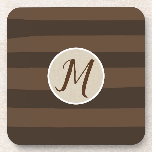 Porta-copo Mocha Brown Whimsical Funky Stripes Chic Moderno (Frente)