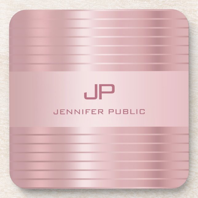 Porta-copo Modelo Dourado Monograma Moderno Elegante (Frente)