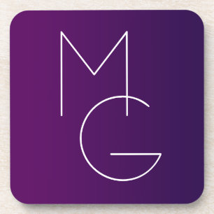 Porta-copo Modern 2 Iniciais Roxo Fundo Sombreado Sutil
