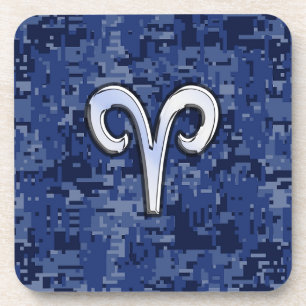 Porta-copo Modern Aries Zodiac Símbolo Marinho Azul Camo Dig