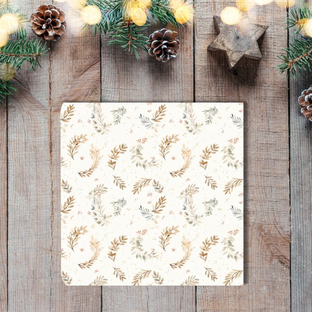 Porta-copo Modern Boho Chic - Folhas de Boêmia Neutra Beige M (Modern Boho Chic Neutral Beige Bohemian Leaves Beverage Coaster)