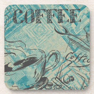 Porta-copo Modern Coffee Art Sketch Blue