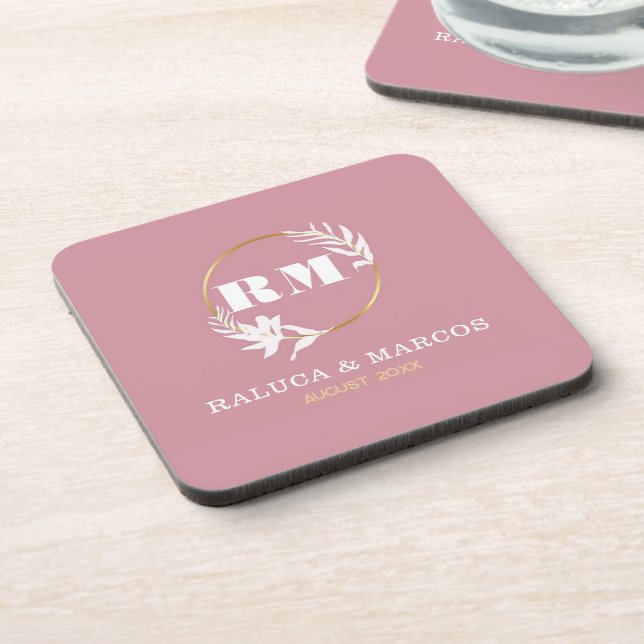 Porta-copo Modern Custom Monogram Anniversary Keepsake (Left Side)