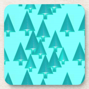 Porta-copo Modern metallic Christmas trees - turquoise