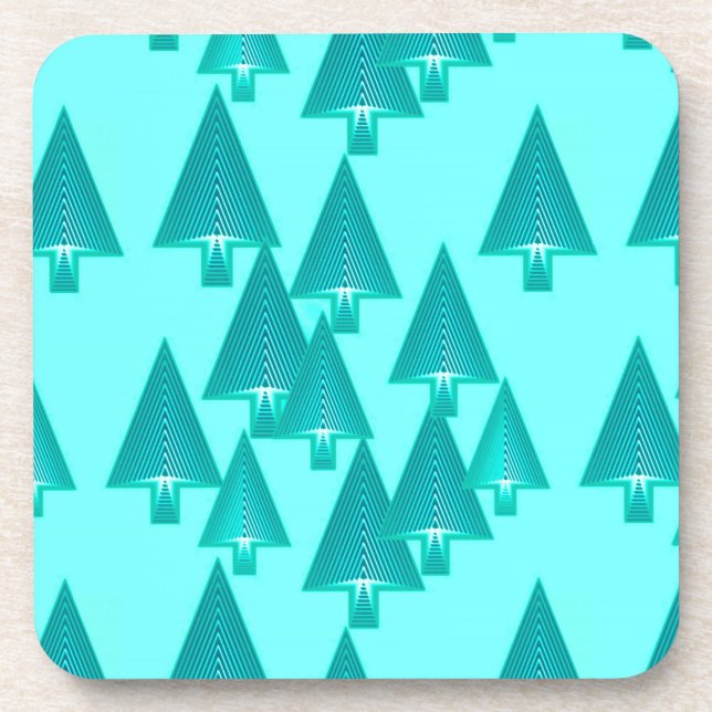 Porta-copo Modern metallic Christmas trees - turquoise (Frente)