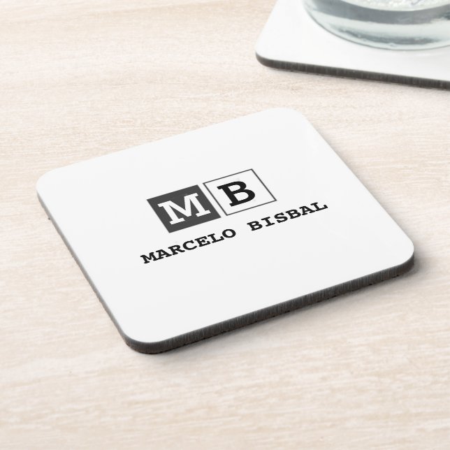 Porta-copo Modern Minimal Typography White Paper Square (Left Side)