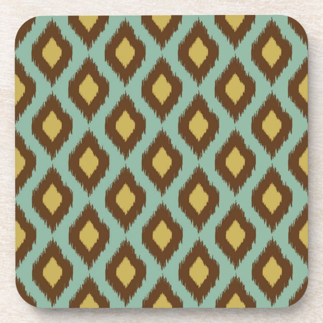 Porta-copo Modern tribal ikat azul amarelo moderno (Frente)