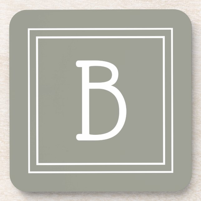 Porta-copo Moderna Fazenda Monogramada Evergreen & White (Frente)