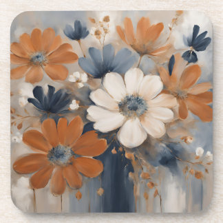 Porta-copo Moderno Farmhouse Azul Marinho Laranja Queimada Fl