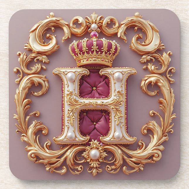 Porta-copo Moldura Dourada Luxuosa Com Monograma Coroado (Frente)