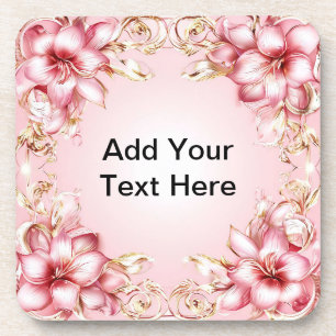Porta-copo Moldura Floral Elegante com Desenhos de Lírios Ros