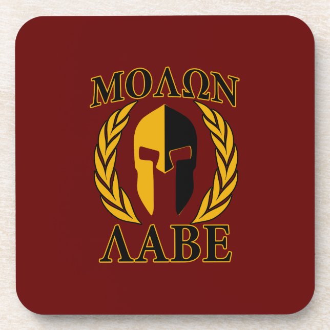 Porta-copo Molon Labe Spartan Mask Laurels Burgundy Vermelho (Frente)