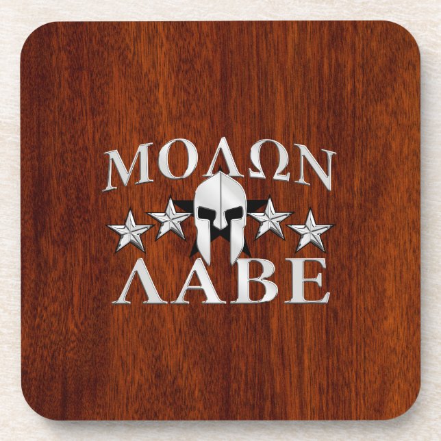 Porta-copo Molon Labe Spartan Warrior Helmet Mahogany (Frente)