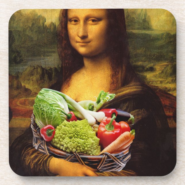 Porta-copo Mona Lisa ama legumes (Frente)