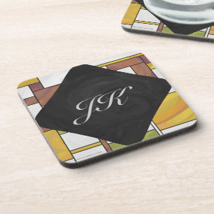 Porta-copo Mondrian Brown Yellow Impressão