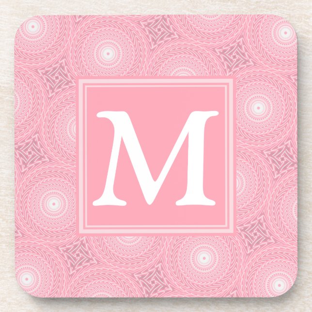 Porta-copo Monogram pink circles pattern (Frente)
