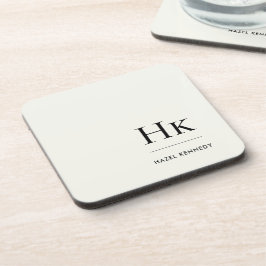 Porta-copo Monogram Simple Elegant Minimalist Ivory White