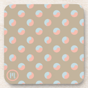 Porta-copo Monogram Yin Yang Zen Symbols Gray, Pink & Teal