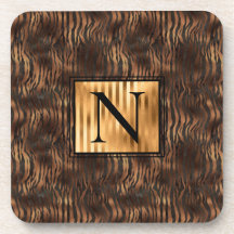 Monograma Animal Impressão Tigre Dourado Metálico