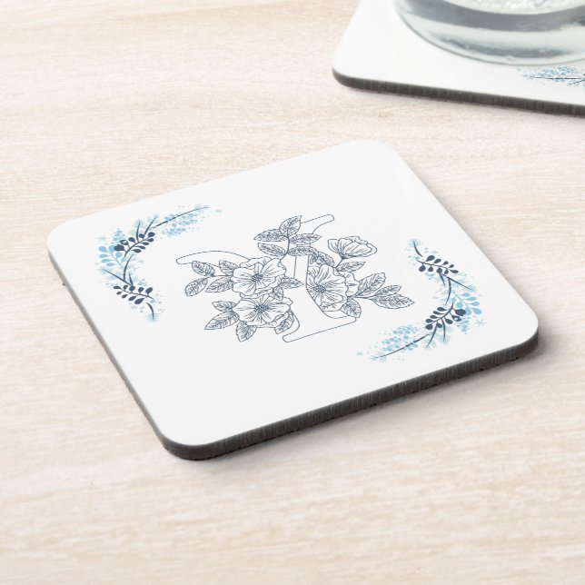 Porta-copo Monograma Azul, Forma Floral (Left Side)