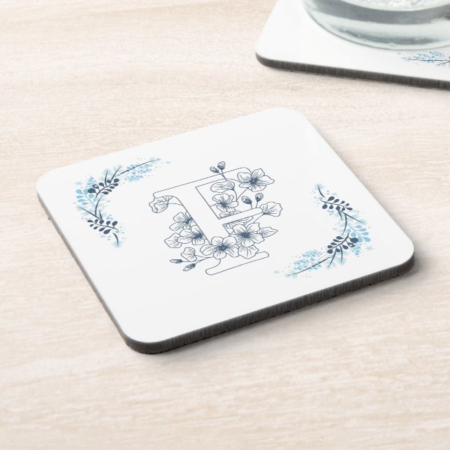 Porta-copo Monograma Azul, Forma Floral (Left Side)