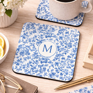 Porta-copo Monograma Azul Vintage Chinoiserie