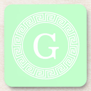Porta-copo Monograma chave grego branco da inicial do quadro