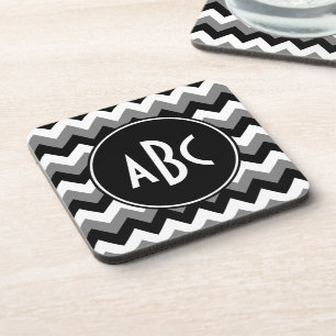 Porta-copo Monograma Cinza Preto e Branco Zigzag