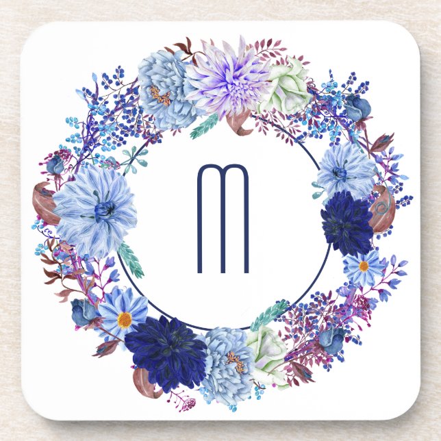 Porta-copo Monograma da coroa Mãe azul (Frente)