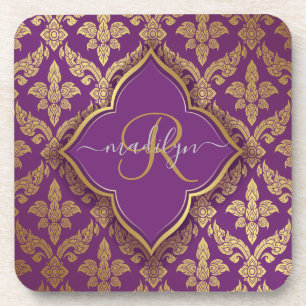 Porta-copo Monograma da Fleur Dourada Roxo