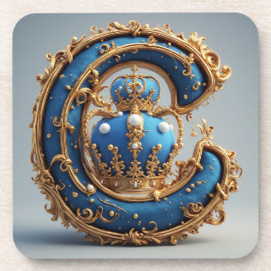 Porta-copo Monograma da Letra C Azul Real